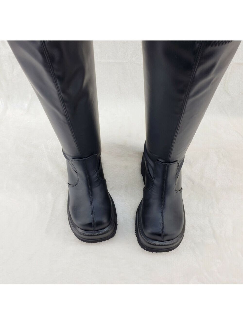NIB Shaker 65WC Wide Calf Stretch Matte Platform 4.5" Wedge Heel Knee Boots NY - Picture 6 of 9